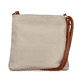 Rieker Damen Handtasche H1519-62 in Cremebeige-Karamellbraun aus Textil mit Reißverschluss. Handtasche Rückseite.