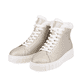 Goldene Rieker Damen Sneaker High W1071-90 mit TR-Sohle mit leichtem EVA-Inlet. Schuhpaar seitlich schräg.