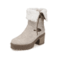 
Graubeige Rieker Damen Kurzstiefel Y8582-60 mit einer Profilsohle mit Blockabsatz. Schuh seitlich schräg