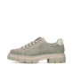 Mintgrüne Rieker Damen Schnürschuhe M3840-53 mit Schnürung sowie einer Plateausohle. Schuh Außenseite.