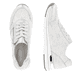 Silberne remonte Damen Sneaker R6700-91 mit einem Reißverschluss. Schuh von oben, liegend.