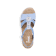 
Himmelblaue Rieker Damen Keilsandaletten V0687-10 mit Elastikeinsatz sowie Keilabsatz. Schuh von oben