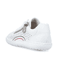 Weiße Rieker Damen Schnürschuhe 52824-80 mit Reißverschluss sowie Löcheroptik. Schuh von hinten.