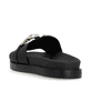 Schwarze Rieker Damen Pantoletten W1452-00 mit ultra leichter Sohle. Schuh von hinten.