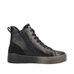 Schwarze Rieker Damen Sneaker High W0761-00 mit einer Plateausohle. Schuh Innenseite.