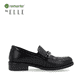 Glanzschwarze remonte Damen Loafers D0F03-01 mit Elastikeinsatz sowie Blockabsatz. Schuh Innenseite
