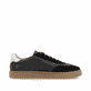 Schwarze Rieker Herren Sneaker Low U0707-00 im Retro-Look mit weißen Streifen an der Seite sowie einer Schnürung. Schuh Innenseite.