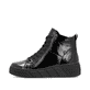 Schwarze Rieker Damen Sneaker High W0561-01 mit einer ultraleichten Plateausohle. Schuh Außenseite.