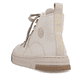 Beige Rieker Damen Sneaker High N3944-80 mit Reißverschluss sowie geprägtem Logo. Schuh von hinten.