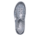 Blaue Rieker Damen Slipper N0963-12 mit Gummischnürung sowie verwaschenem Look. Schuh von oben.