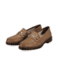 
Nougatbraune Rieker Damen Loafers 51860-24 mit einer schockabsorbierenden Sohle. Schuhpaar schräg.