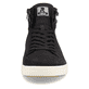 Schwarze Rieker EVOLUTION Herren Sneaker 07100-00 mit Schnürung und Reißverschluss. Schuh von vorne.