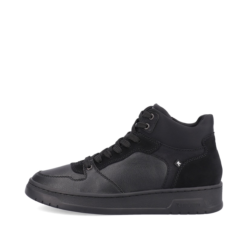 Schwarze Rieker Herren Sneaker High U0460-00 mit strapazierfähiger Sohle. Schuh Außenseite.