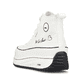 Weiße Rieker Damen Sneaker High 90012-80 mit abriebfester Plateausohle. Schuh von hinten.