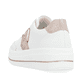 Weiße remonte Damen Sneaker D1C02-80 mit einer Schnürung sowie Metallelement. Schuh von hinten.