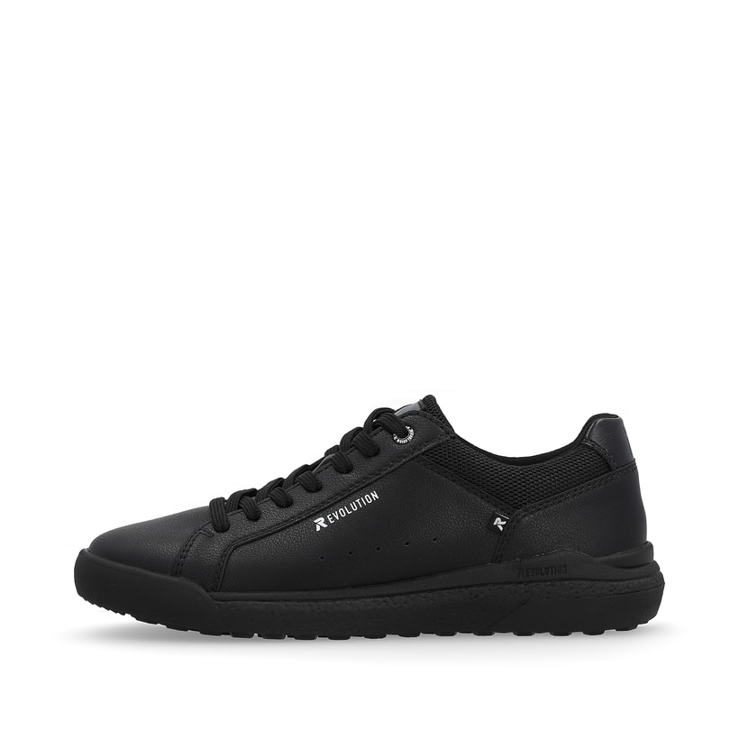 Schwarze Rieker Herren Sneaker Low U1100-00 mit flexibler Sohle. Schuh Außenseite.