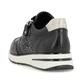 Nachtschwarze remonte Damen Sneaker D1G00-03 mit stylischen Cut-Outs. Schuh von hinten.