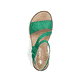 Grüne Rieker Keilsandaletten V3660-54 mit Klettverschluss sowie leichter Sohle. Schuh von oben.