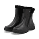 Schwarze remonte Damen Kurzstiefel D0E78-00 mit wasserabweisender TEX-Membran. Schuhpaar seitlich schräg.