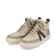 
Cremebeige Rieker Damen Sneaker High L9802-60 mit einer ultra leichten und flexiblen Sohle. Schuhpaar schräg.
