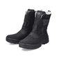 
Tiefschwarze Rieker Herren Kurzstiefel F5484-00 mit Reißverschluss sowie Flip-Grip. Schuhpaar schräg.