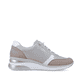 Platingraue remonte Damen Sneaker D2410-40 mit einer flexiblen Sohle mit Keilabsatz. Schuh Innenseite