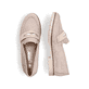 Hellbeige Rieker Damen Loafer 45301-60 mit einem Elastikeinsatz. Schuh von oben, liegend.