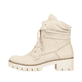 
Hellbeige Rieker Damen Schnürstiefel X5717-62 mit einer Profilsohle mit Blockabsatz. Schuh Außenseite