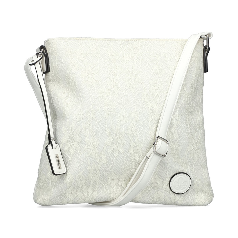 Rieker Damen Handtasche H1033-80 in Silberweiß aus Textil mit Reißverschluss. Handtasche Vorderseite.