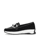 Schwarze Rieker Damen Loafer W1303-00 mit abriebfester Sohle. Schuh Außenseite.