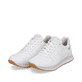 Weiße Rieker Damen Sneaker Low 42501-80 mit super leichter und flexibler Sohle. Schuhpaar seitlich schräg.