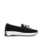 Schwarze Rieker Damen Loafer W1303-00 mit abriebfester Sohle. Schuh Innenseite.