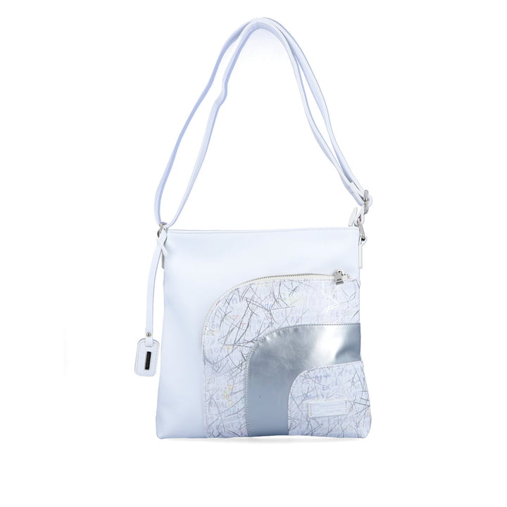 remonte Damen Handtasche Q0705-80 in Kristallweiß aus Kunstleder mit Reißverschluss. Handtasche Vorderseite.