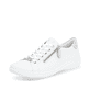 Weiße remonte Damen Schnürschuhe D1E03-80 mit einem Reißverschluss. Schuh seitlich schräg.