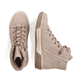 
Cremebeige Rieker Damen Schnürstiefel N0730-64 mit einer robusten Profilsohle. Schuhpaar von oben.