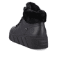Schwarze Rieker Damen Sneaker High W0560-00 mit einer Plateausohle. Schuh von hinten.