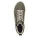 Grüne Rieker Damen Sneaker High W0164-54 mit einer leichten und griffigen Sohle. Schuh von oben.