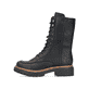 Asphaltschwarze Rieker Damen Biker Boots 72616-00 mit einem Reißverschluss. Schuh Außenseite.