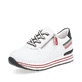 Weiße remonte Damen Sneaker D1312-82 mit Reißverschluss sowie der Komfortweite G. Schuh seitlich schräg.