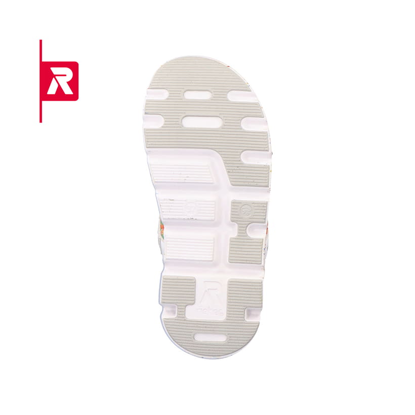 Weiße Rieker EVOLUTION Damen Trekkingsandalen V8405-80 mit einer flexiblen Sohle. Schuh Laufsohle.