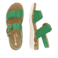 Smaragdgrüne remonte Damen Riemchensandalen R6853-53 mit einem Klettverschluss. Schuh von oben, liegend.