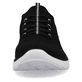Schwarze Rieker Damen Slipper M5074-00 mit ultra leichter und flexibler Sohle. Schuh von vorne.