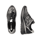 
Nachtschwarze remonte Damen Sneaker D2400-01 mit einer flexiblen Sohle mit Keilabsatz. Schuhpaar von oben.