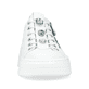 Weiße Rieker Damen Sneaker Low N5455-80 mit Reißverschluss sowie Schlangenmuster. Schuh von vorne.