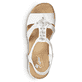 Weiße Rieker Keilsandaletten V0687-80 mit Elastikeinsatz sowie Schmuckelementen. Schuh von oben.