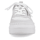 Weiße Rieker Damen Sneaker Low M1905-80 mit Reißverschluss sowie geprägtem Logo. Schuh von vorne.