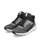 Graue Rieker Damen Sneaker High 40460-45 mit wasserabweisender TEX-Membran. Schuhpaar seitlich schräg.