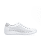 Weiße Rieker Damen Slipper L7465-91 mit Reißverschluss sowie Löcheroptik. Schuh Innenseite.