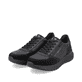 Schwarze Rieker Herren Sneaker Low U0101-00 mit einer super leichten Sohle. Schuhpaar seitlich schräg.