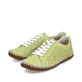 Grüne Rieker Damen Schnürschuhe M2824-52 mit weißen Ziernähten. Schuhpaar seitlich schräg.